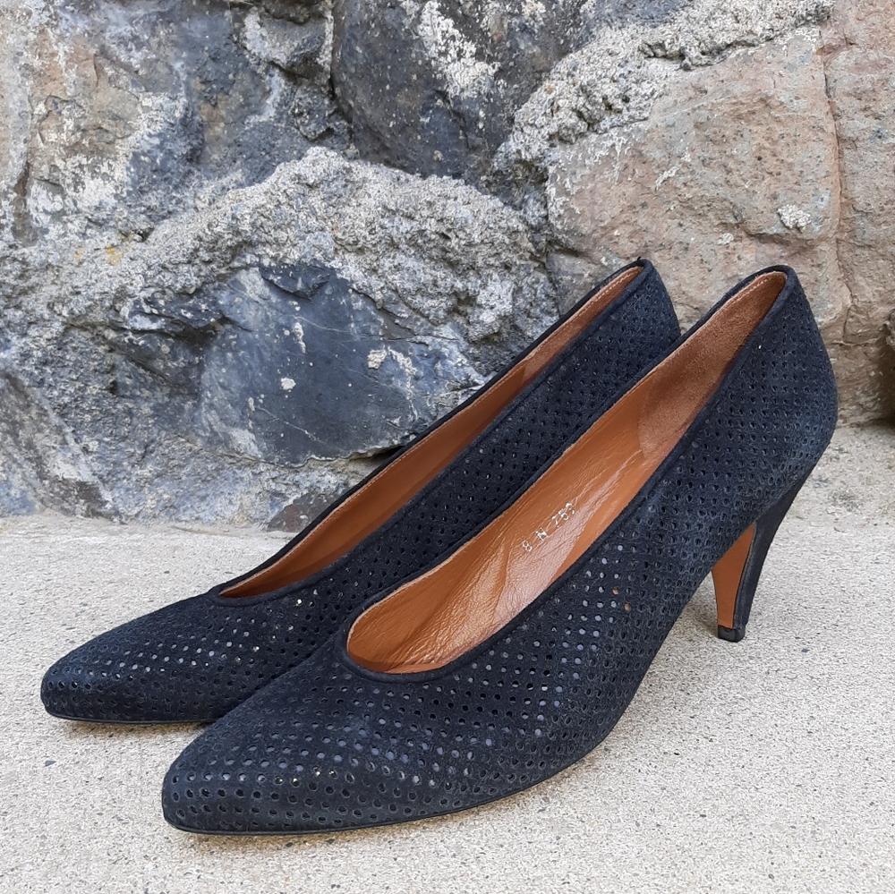 Evan Picone, Black Suede Leather Pumps, Heels, 8 N